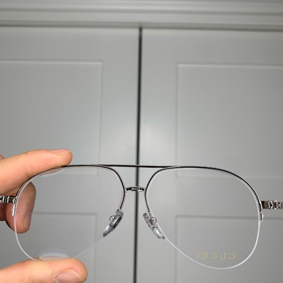 Gucci Aviator Optical Silver/Transparent Eyeglasses - Picture 4 of 13